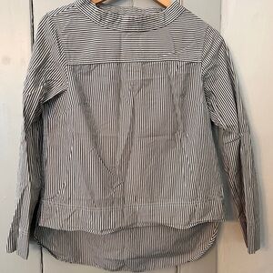 J. Crew Olive and White Striped Top